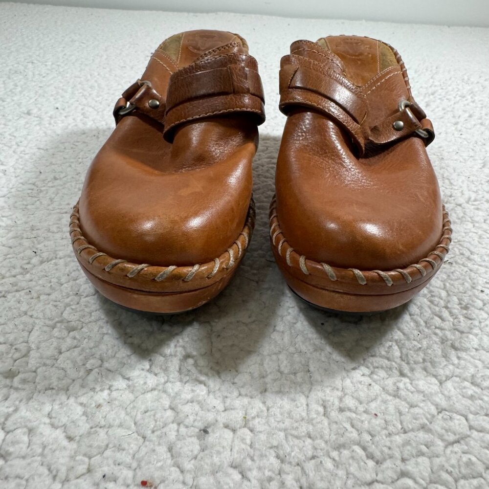 FRYE Charlotte Size 8.5 Ring Mule Leather Clogs Brazil Slip On Western Stitching - Picture 4 of 11